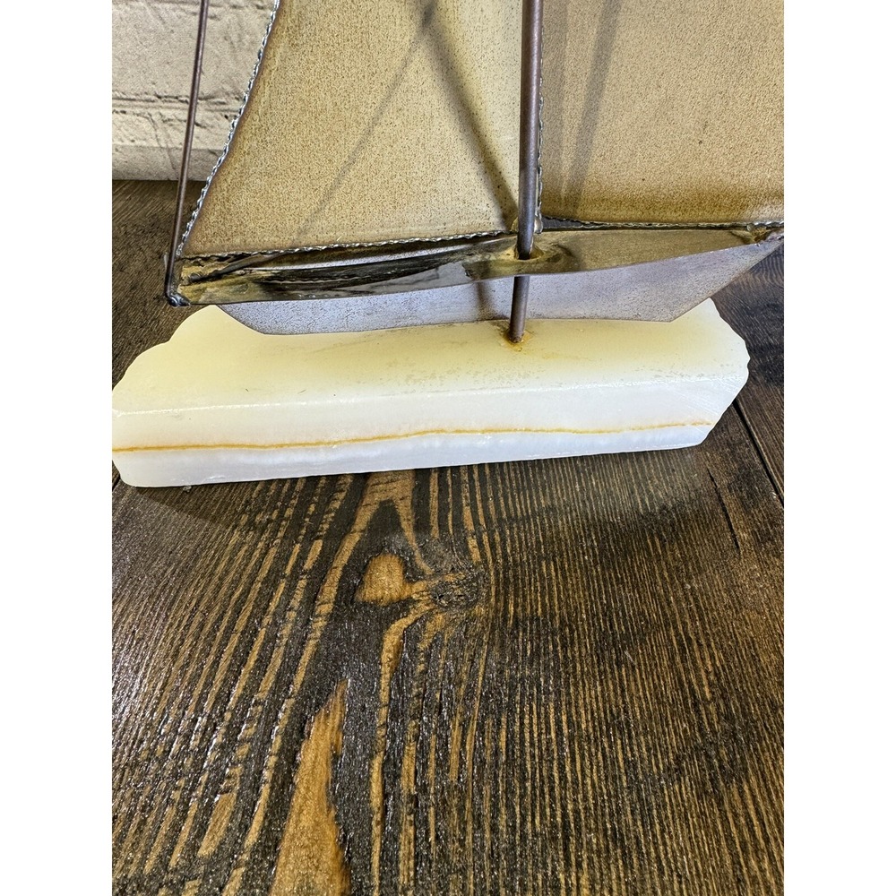 Vintage Signed John DeMott Art Metal Sailboat 17" Onyx Collectible 1975 boat - Picture 9 of 16